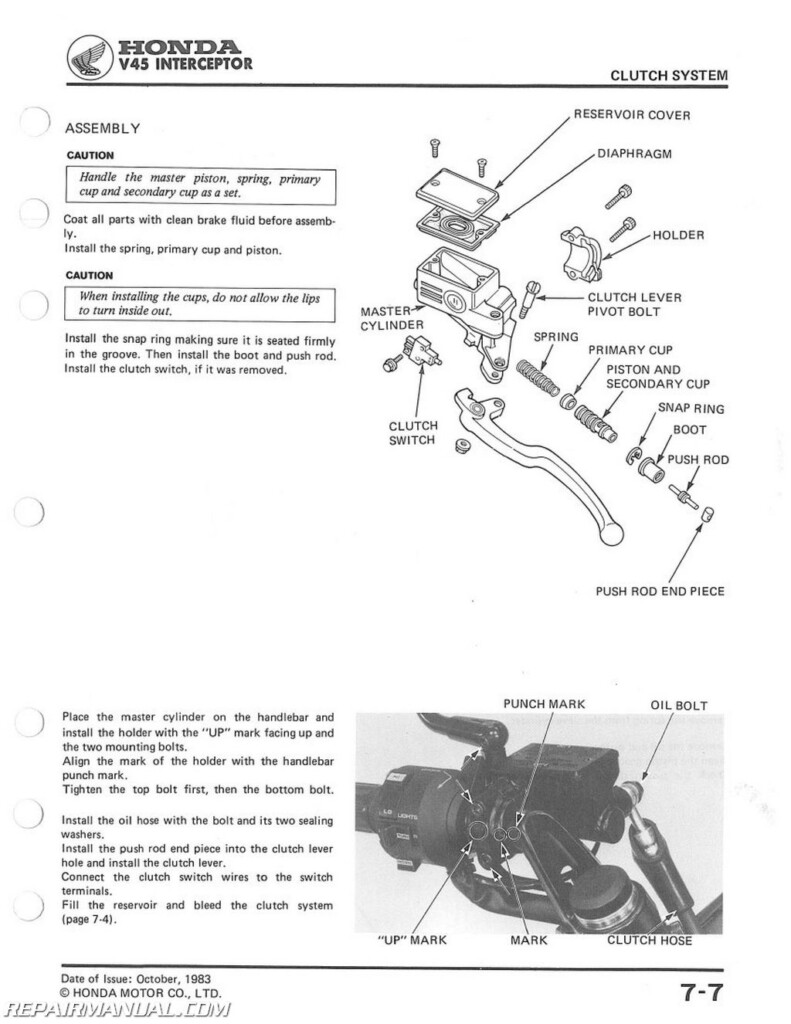 1983 1984 1985 Honda VF700F VF750F Interceptor Motorcycle Service 
