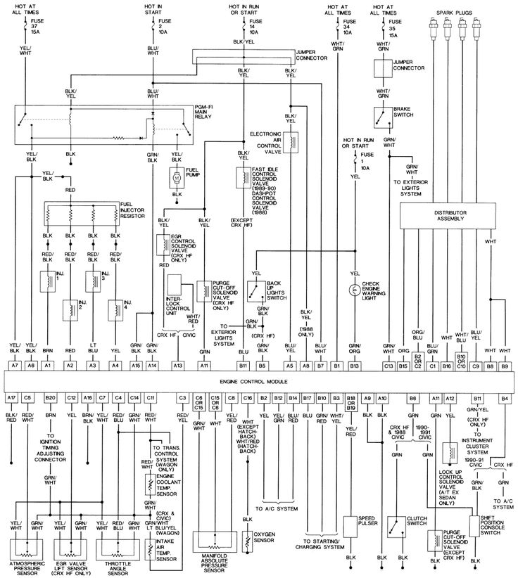 1995 Honda Civic Wiring Diagram 1995 HONDA CIVIC DEL SOL Electrical 