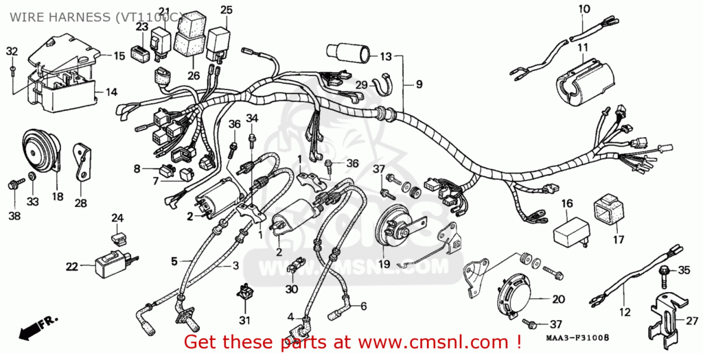 Honda Vt1100c Shadow 1995 s Austria Asv Rbm Wire Harness vt1100c 
