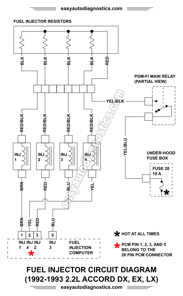 Part 1 1992 1993 2 2L Honda Accord Fuel Injector Circuit Wiring Diagram