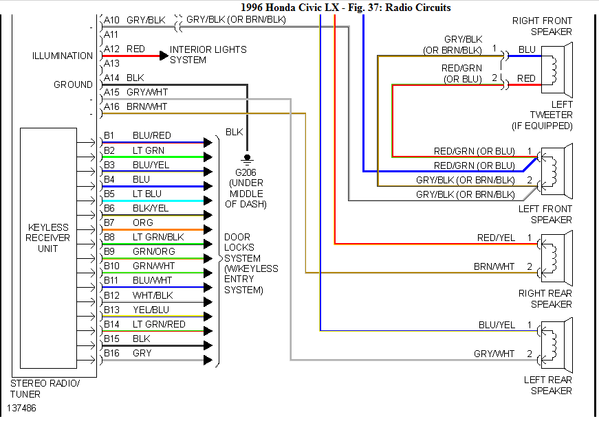What Is The Wiring Diagram color Codes For Stock Stereo In A 96 Honda