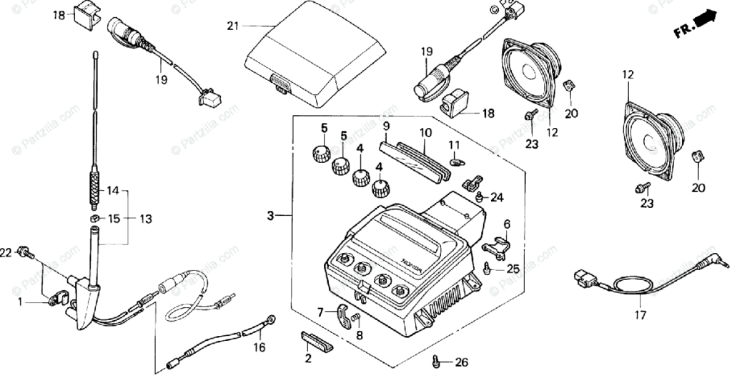 Honda Motorcycle 1994 OEM Parts Diagram For Radio Partzilla