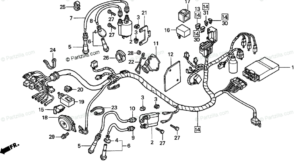 Honda Motorcycle 1999 OEM Parts Diagram For Wire Harness Partzilla