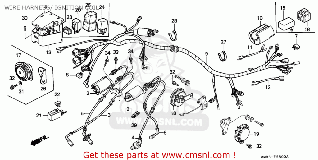 Honda VT1100C SHADOW 1994 R GERMANY KPH WIRE HARNESS IGNITION COIL 